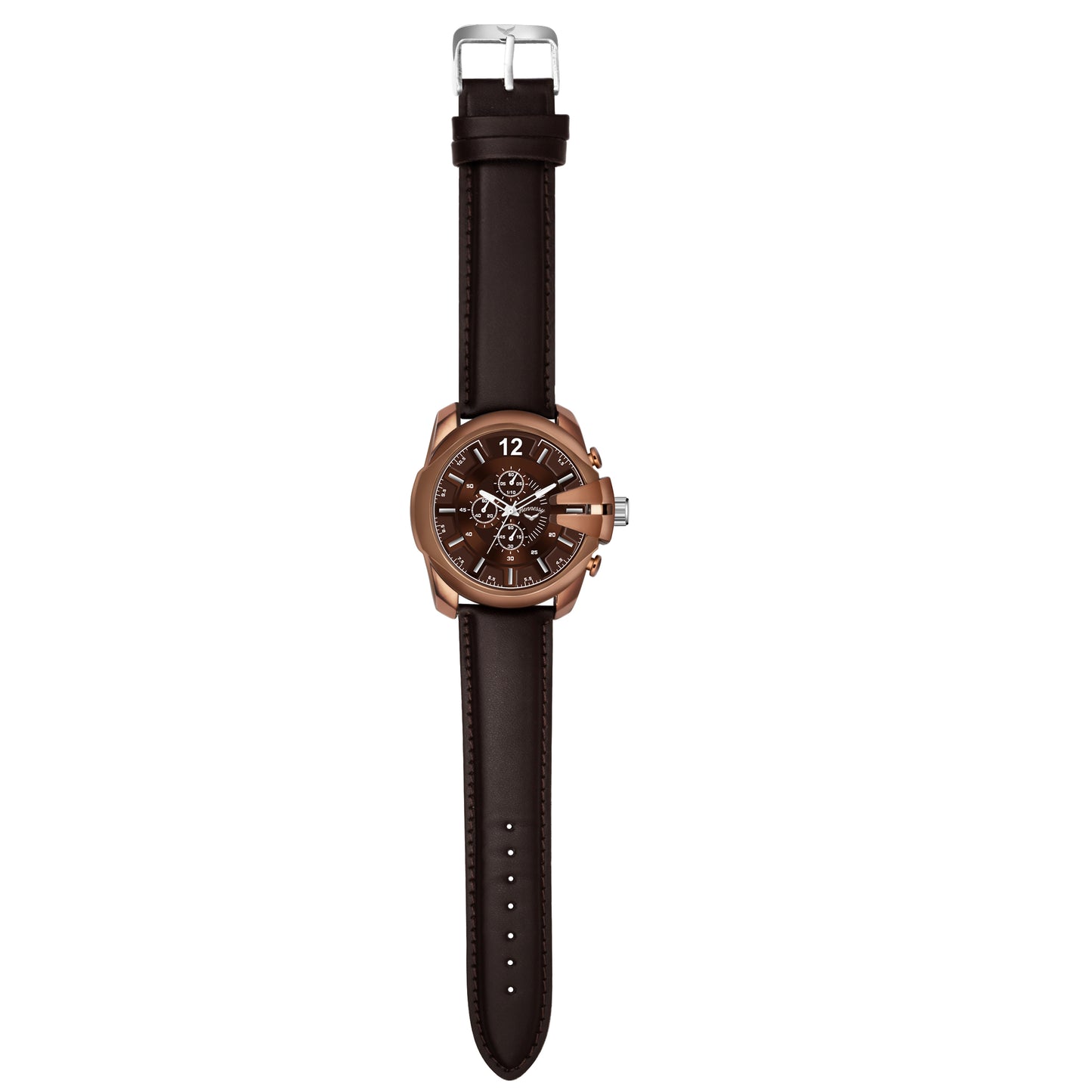 Hazel Touch Brown Leather Strap Analog Watch For Men-Hennessy Quartz