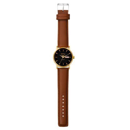 Mahogany Midnight Black Analog Golden Watch For Man