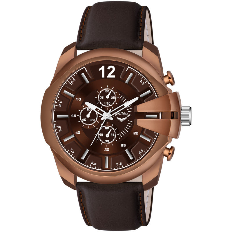 Astral Silver Black Leather Analog Watch For Men