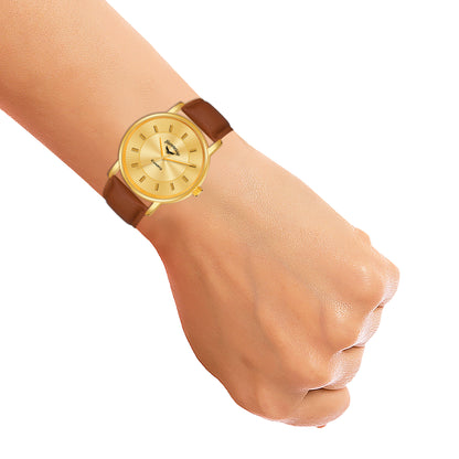 Golden Caramel Analog Watch For Man