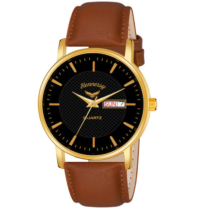 Mahogany Midnight Black Analog Golden Watch For Man